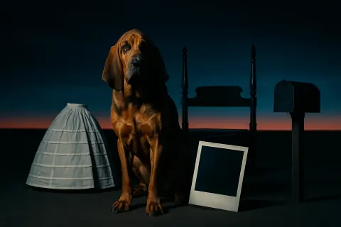 Bloodhound Stands by a Hoopskirt
