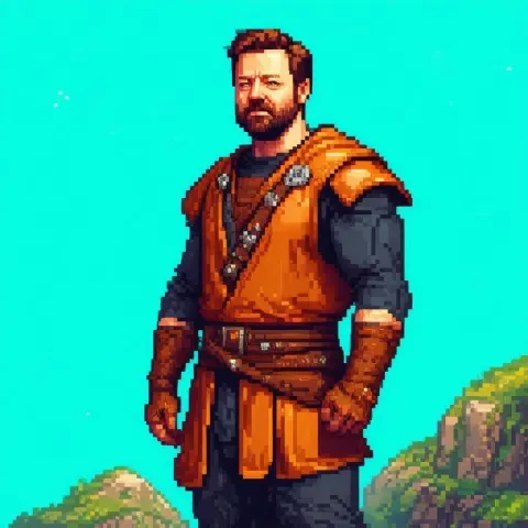 Ricky Gervais as a Pixel Art Barbarian