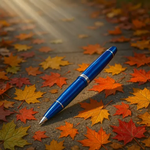 On Autumnal Sidewalks Covered in Colorful Fallen Leaves