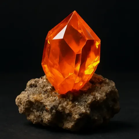 Vibrant Orange Gem-like Crystal with Sharp Edges