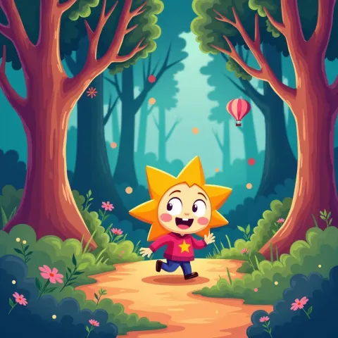 Sparky's Journey Through a Whimsical Vector Forest