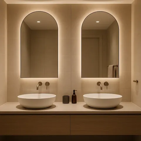 Contemporary Bathroom Showcasing Stylish Basins