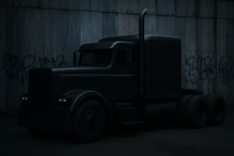 Stealthy Matte Trailer Truck