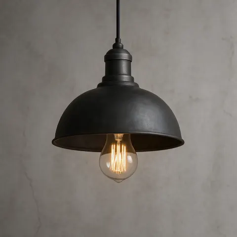 Hanging Industrial-style Dark Metal Dome-shaped Pendant