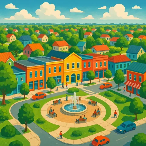 Vibrant Community Showcasing Colorful Buildings
