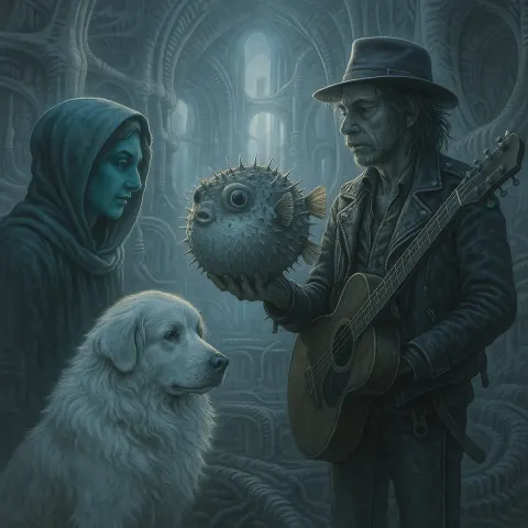Contemplative Artist of Unnatural Blue-green Hue