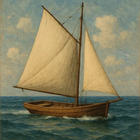 Unique Sailboat Featured a Wooden Rectangular Deck Paired