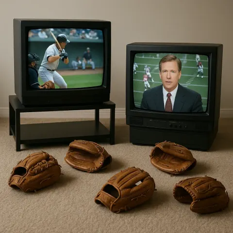 Lifelike Scene Featuring Two Televisions Tuned to Separate Channels