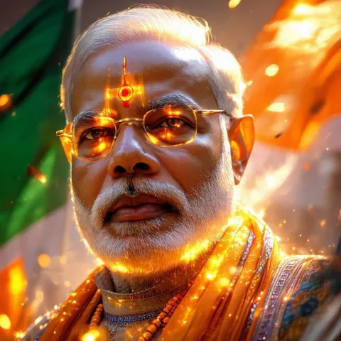 Narendra Modi as a Radiant God Creature