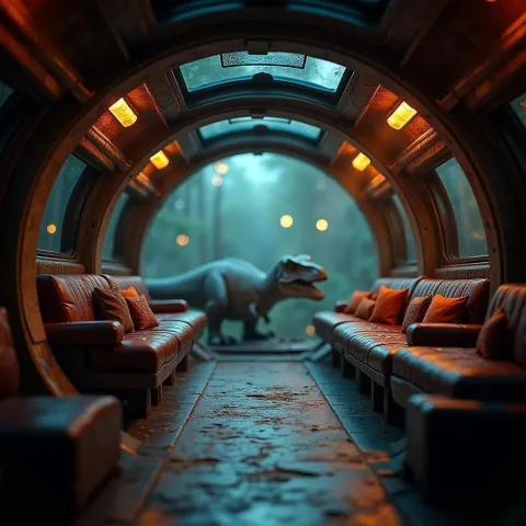 Jurassic Spaceship Interior in Cinematic Bokeh