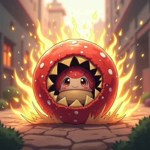 Vibrant Anime Meatball Hiding a Toad Inside