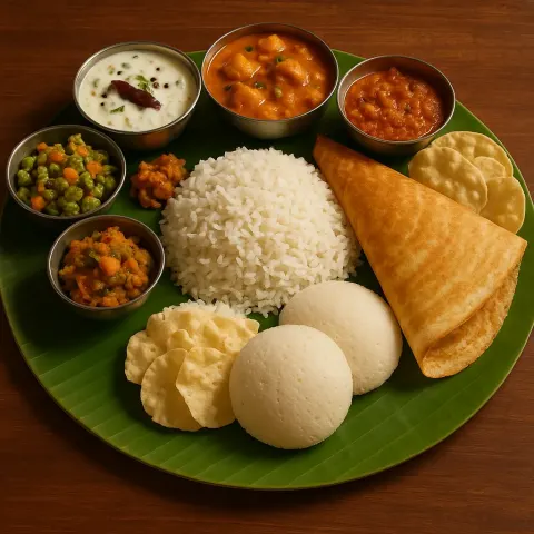 Traditional Indian Meal Featuring Rice