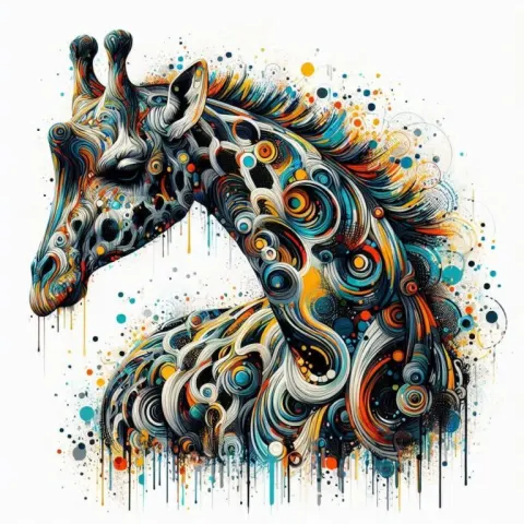 Abstract Pop Art Giraffe in Layered Paint