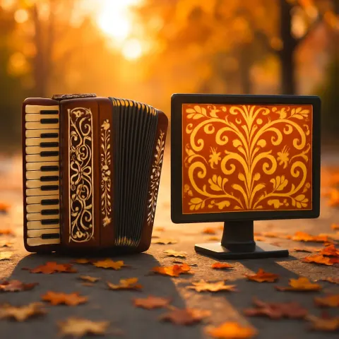 Profile of an Accordion and Monitor Featuring Symmetrical Designs