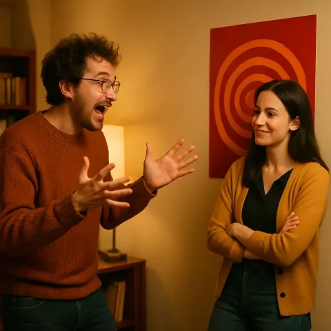 Two People in a Warmly Lit Room