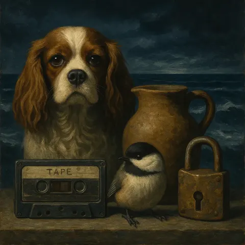 Against a Stormy Sea with Dark Clouds and Whitecap Waves