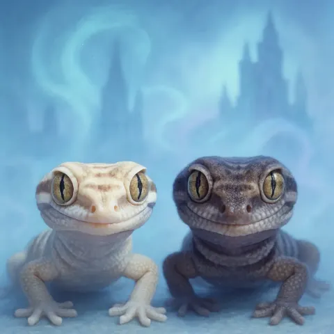 Two Banded Geckos—the First a Light Tan Form