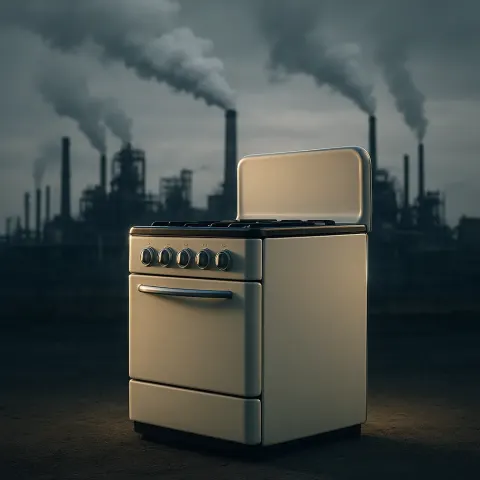 Against a Backdrop of Gritty Factories with Billowing Smokestacks