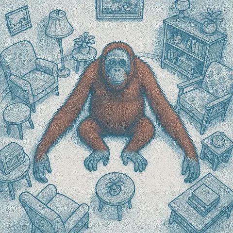 Single Orangutan—distinguished by its Brownish-red Hue