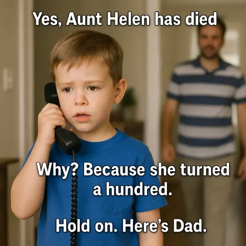 Child Wearing a Blue Shirt Is on the Phone