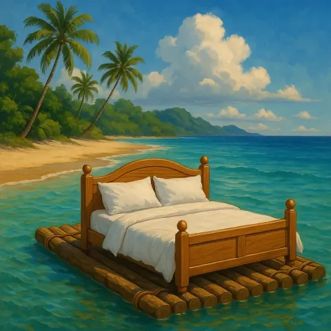 Bed Turned into a Raft