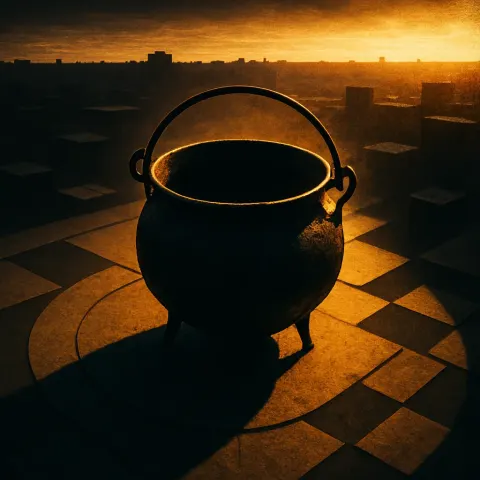 Single Classic Round-bellied Cast Iron Caldron