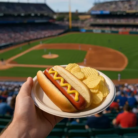 Person Holding a Plate with a Hot Dog