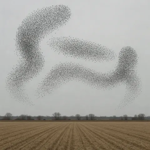 Massive Flock of Starlings Creates Complex