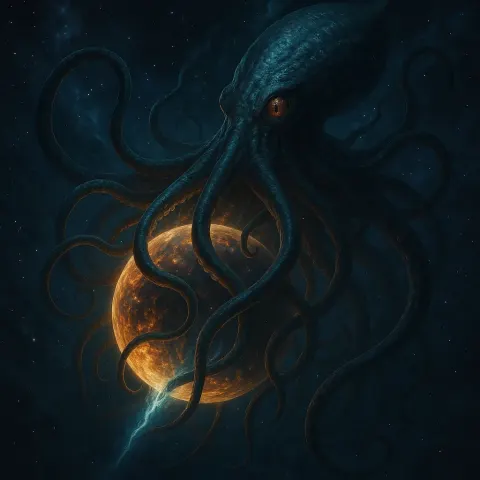 Breathtaking Depiction of a Colossal Cosmic Entity Resembling a Squid