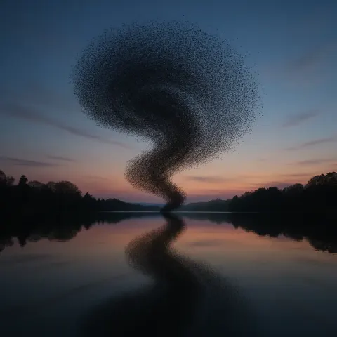 Thousands of Indistinct Birds Form a Massive