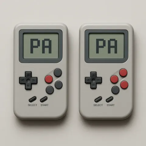 Two Gray Electronic Controllers with Buttons