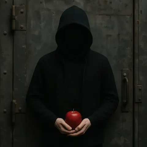 Person Dressed in Black Stands Against a Worn