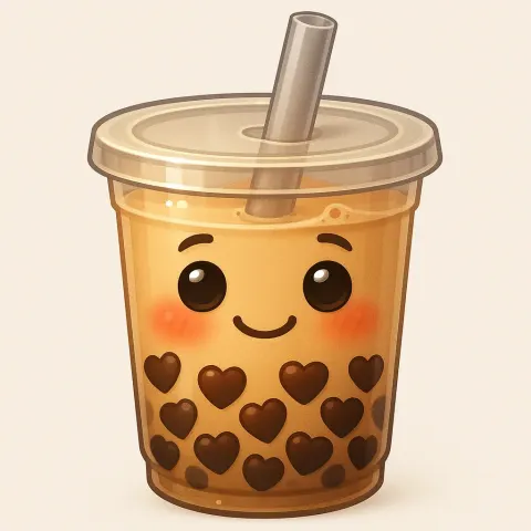 Intricate and Polished Emoji Featuring a Bubble Tea Cup