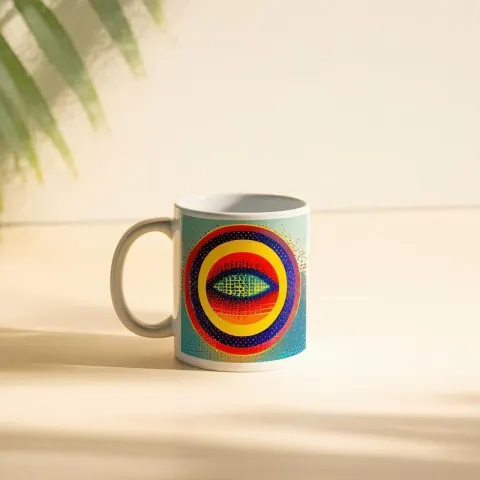 Pop Art Logo Mug in Golden Hour Light