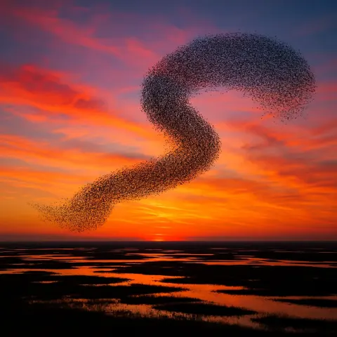 Vast Flock of Birds Forms a Dynamic