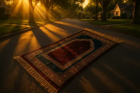 Single Prayer Rug—adorned with a Mihrab Arch Design