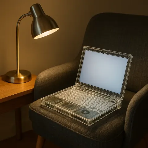 Transparent Computer Sits on the Soft Armchair