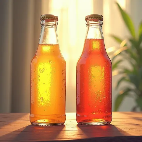 Two Frosted Glass Bottles in Vibrant Manga Style