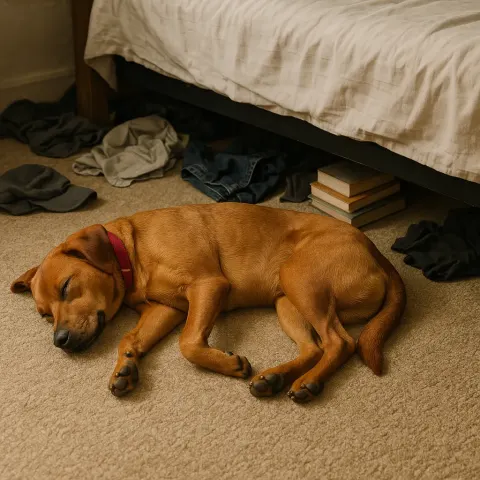 Brown Dog with a Red Collar