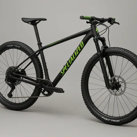 Black Mountain Bike with Green Accents