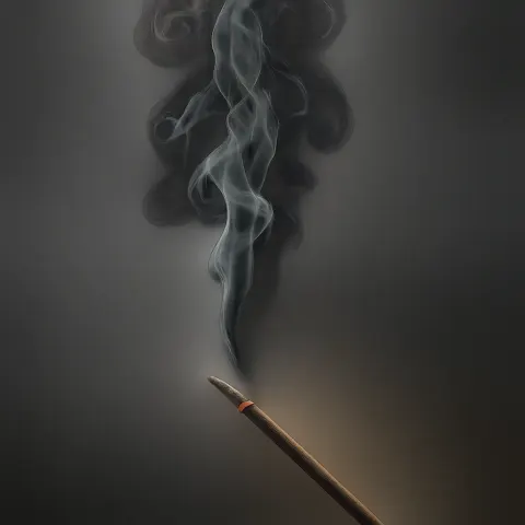 Thin Trail of Swirling Smoke Rises