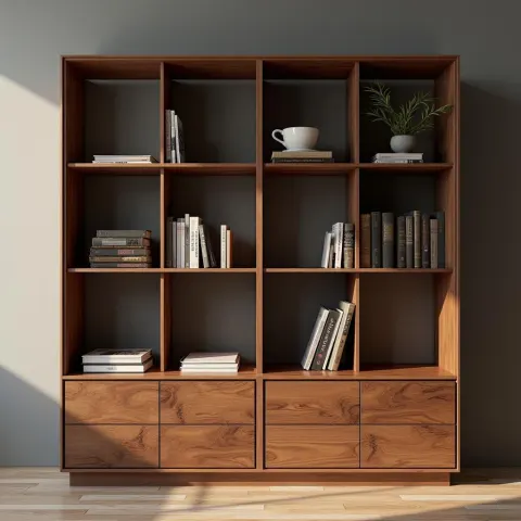 Modern Wooden Bookshelf in Hyperreal Octane Render