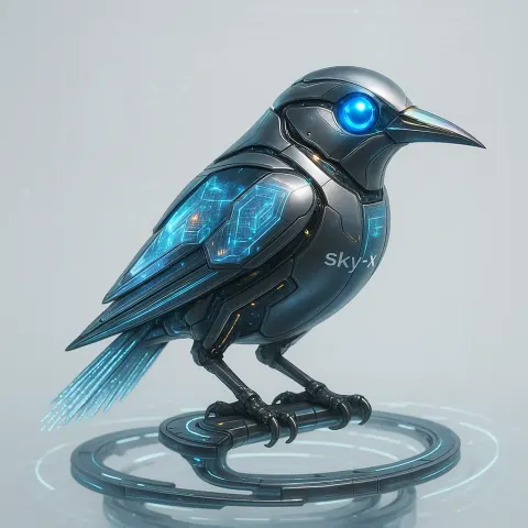 Depict a Futuristic Robotic Bird