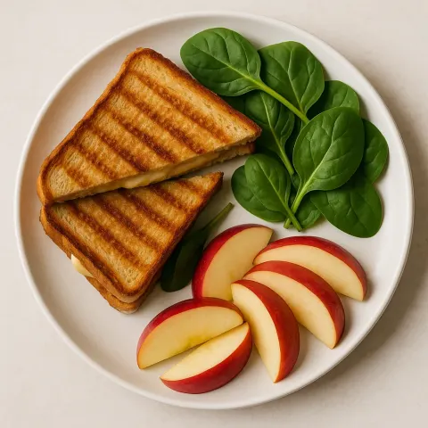 Plate Featuring a Grilled Sandwich