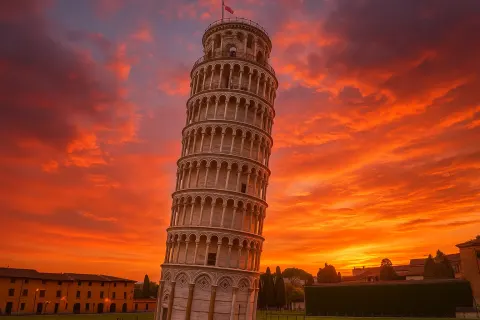 Iconic Tilted Structure of the Leaning Tower of Pisa Highlighted