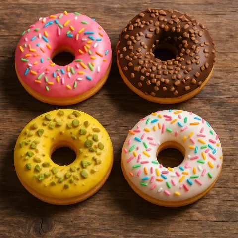 Showcasing Four Different Donuts