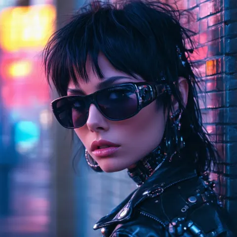 Young Joan Jett as a Sunset Cyberpunk