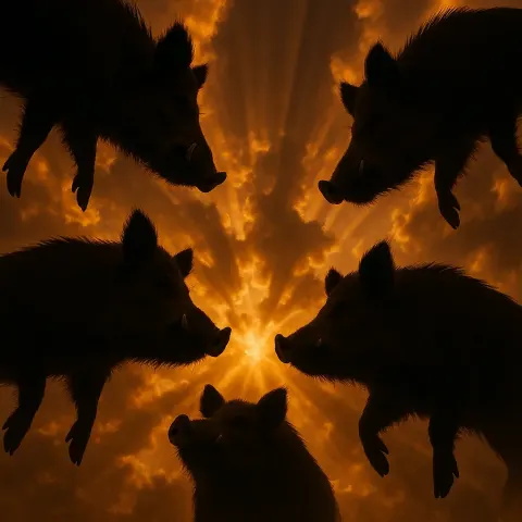 Five Varied Wild Boars
