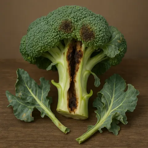 Broccoli Head Showing a Hollow Split in its Stem