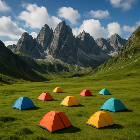 Scattered Handful of Brightly Colored Tents Dots a Vast